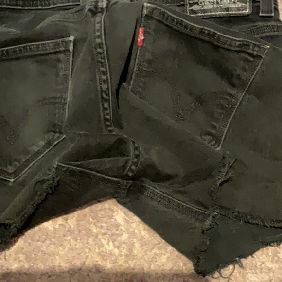 Levi's Dark Wash Jean Shorts Frayed Hem Distressed 511 black label - Picture 5 of 6